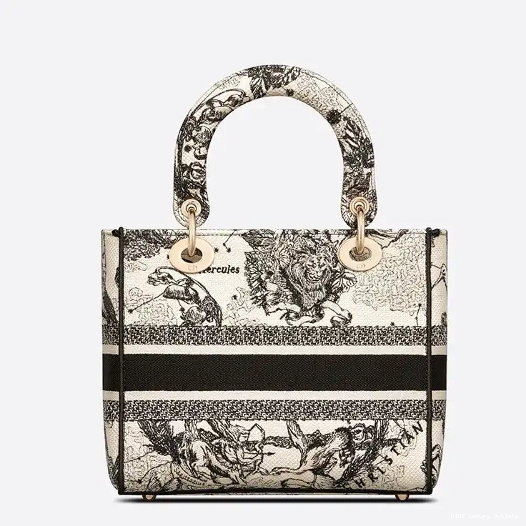 Cheap Jouy Zodiac Toile Medium Bag Motif Lady White Canvas de D-lite 0703 Luxury